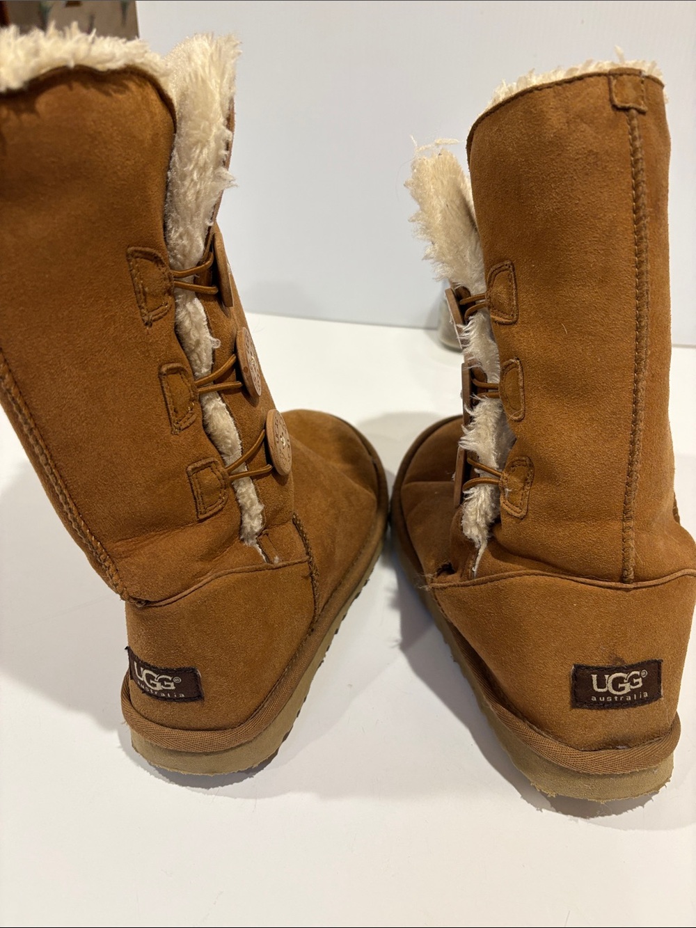 UGG Women's Chestnut Suede Shearling Button-Trim Tall Boots